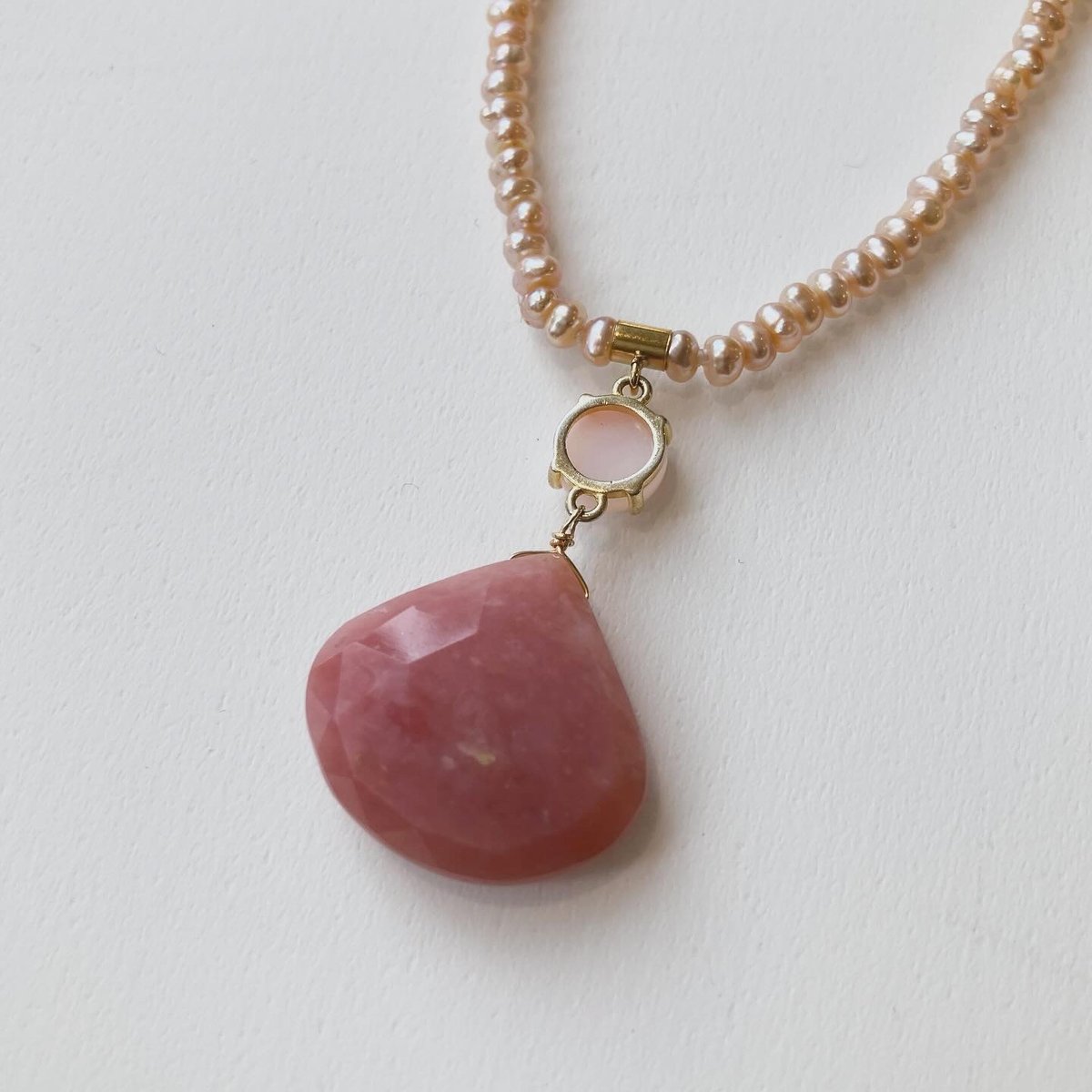 自然色ピンク淡水パール＋高品質MIX形プレシャスオパールSV925GP