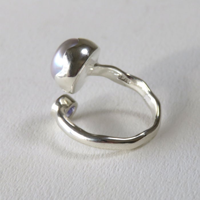 専用ドラえもん フォークリング（Silver925 YGメッキ×淡水パール 淡水パール×タンザナイト/ SV925 | su-py