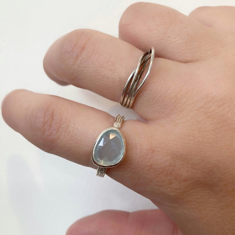 SV925 アクアマリン天然石純銀 SV925 天然アクアマリン 宝石 純銀シルバーリング 水晶