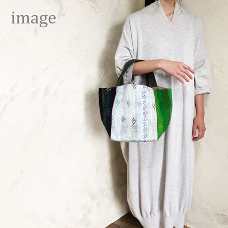 【サンプル034】インド・カンタ刺繍トート(C)（size/M）