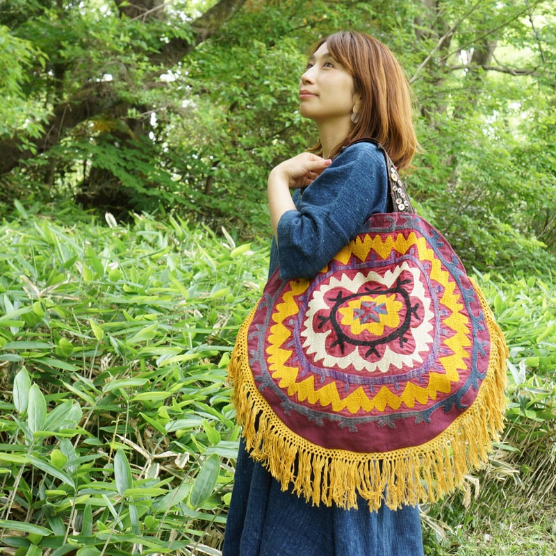 ✧インディゴ染め＋スザニ刺繍③✧ 吹きこぼれ ビンテージ 