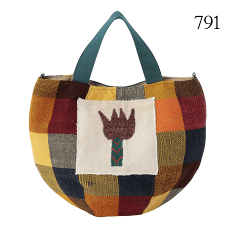 791-795 | 手織物×ナガ族手刺繍 ボニーバッグ（size/S）