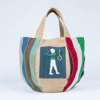 【サンプル059】ミャンマー・パラウン族の手織り布とナガ族手刺繍ボニートート（size/M）