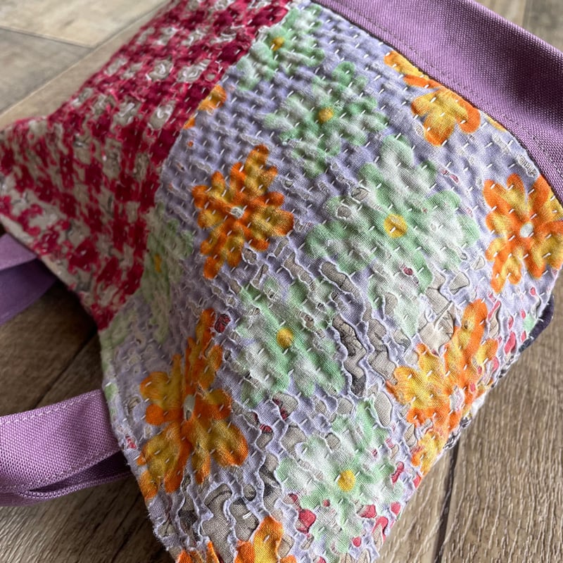 サンプル071】ヴィンテージカンタキルト ミニトート | きびるリメイク