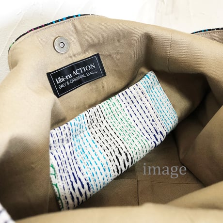 【サンプル034】インド・カンタ刺繍トート(C)（size/M）