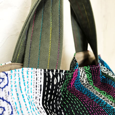 【サンプル034】インド・カンタ刺繍トート(C)（size/M）