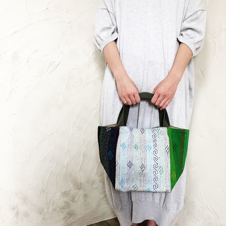 【サンプル034】インド・カンタ刺繍トート(C)（size/M）