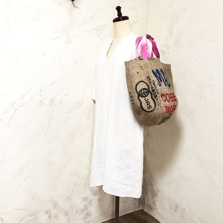 【サンプル086】東ティモールの麻袋  レジャーバッグ（size/L）