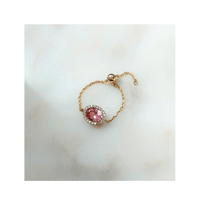 Pink Tourmaline melee diamond chain ring