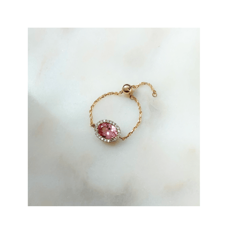 Pink Tourmaline melee diamond chain ring