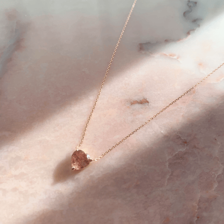 Heart bon bon necklace(strawberry quartz)k18