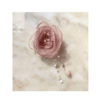 Flower × Pearl code ribbon choker 【Milky Pink Bloom】