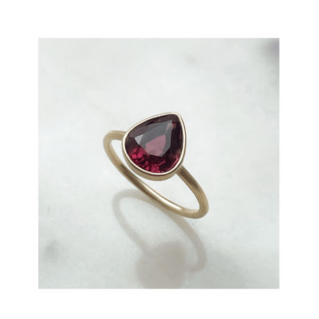 red tourmaline drop ring