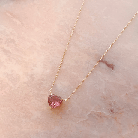 Heart bon bon necklace(Pink tourmaline)