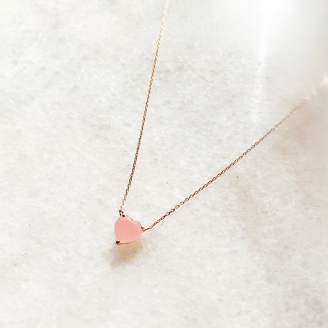Heart bon bon necklace(Guava quartz )