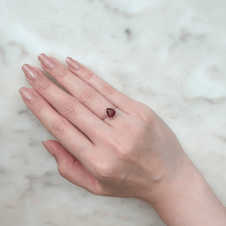 red tourmaline drop ring
