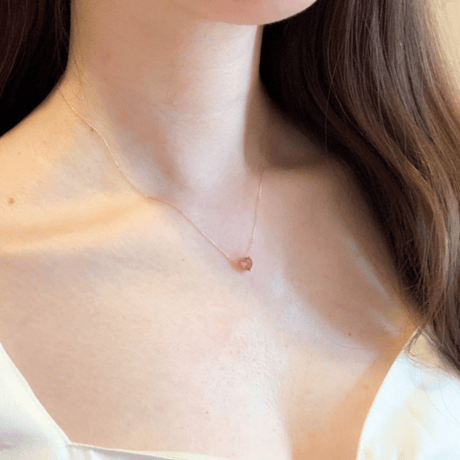 Heart bon bon necklace(strawberry quartz)k18