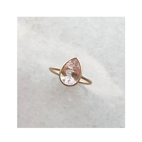Pink Morganaite drop ring