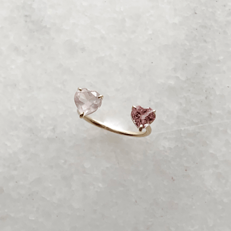 Heart to yours ring(ローズクォーツ×シアーピンクトルマリン)