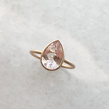 Pink Morganaite drop ring