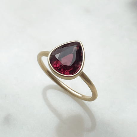 red tourmaline drop ring