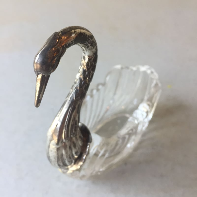 白鳥 スワン 小物入れ vintage クリスタル×メタルシルバー Sサイズ | Kica