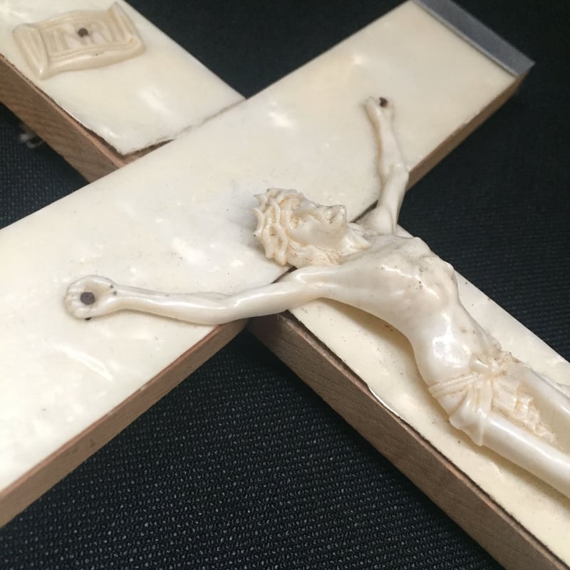 フランス アンティーク キリスト 十字架 クロス 壁掛 シェル フランス アンティーク シェル シルバー クロス キリスト 十字架