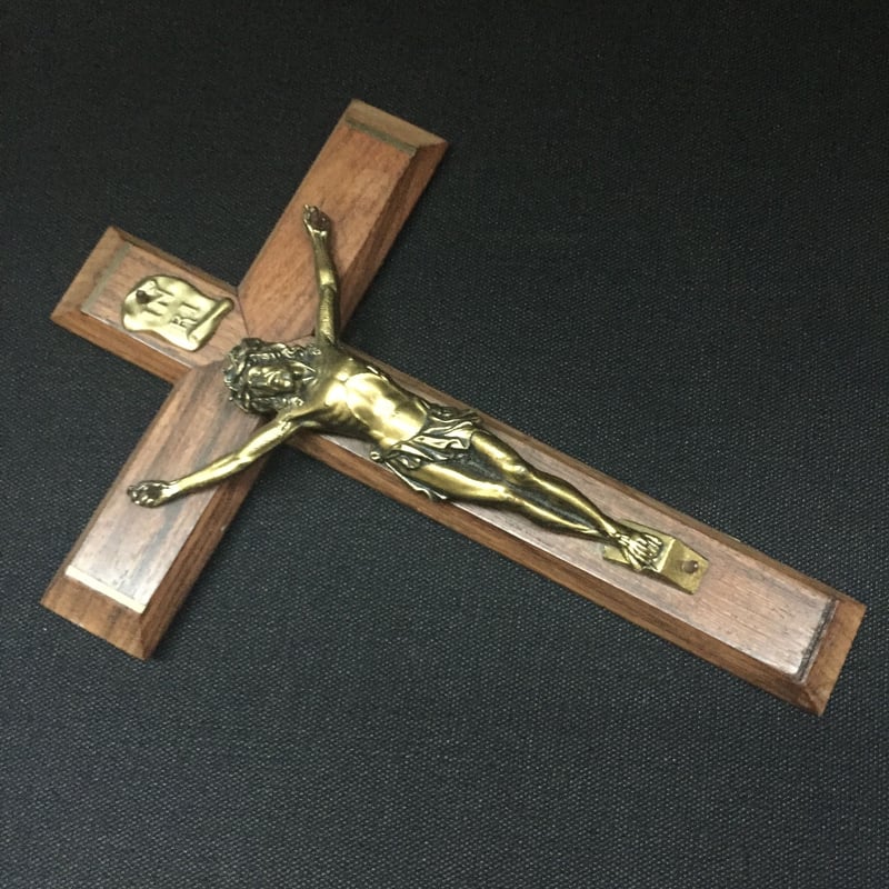フランス アンティーク キリスト 十字架 クロス 壁掛 シェル美術品