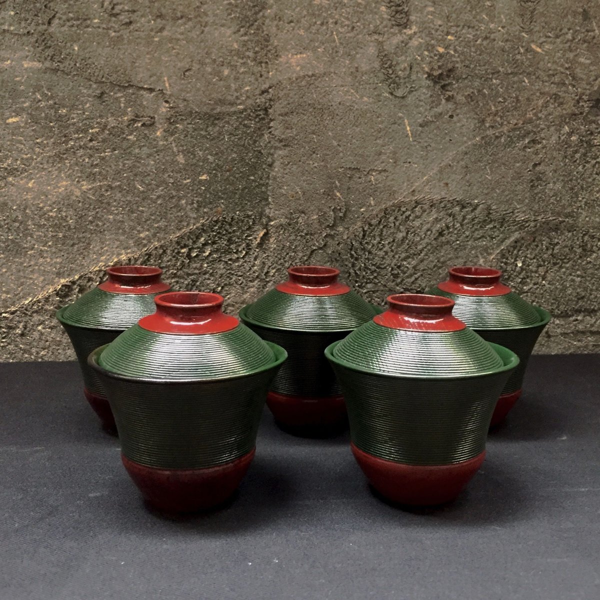 chcomai 糸目 千筋 溜塗 本漆  吸椀 小型 5客揃 Japan Antique 糸目 千筋 溜塗 本漆 小型吸物椀 5客揃 茶懐石 茶道具 |