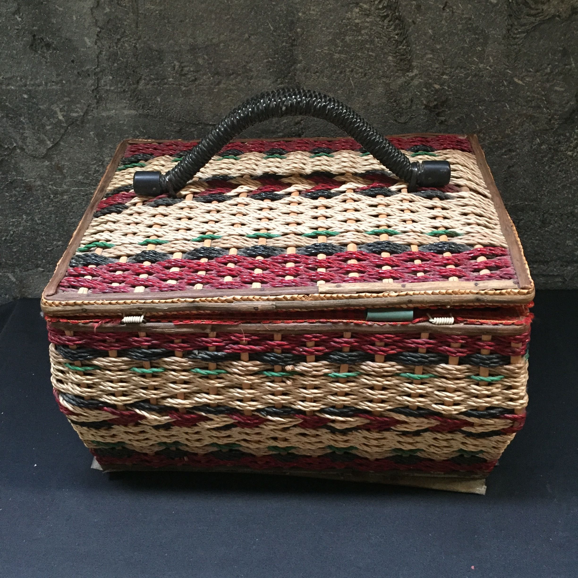 Japan Vintage ソーイングバスケット 裁縫箱 カゴバッグ ピクニック