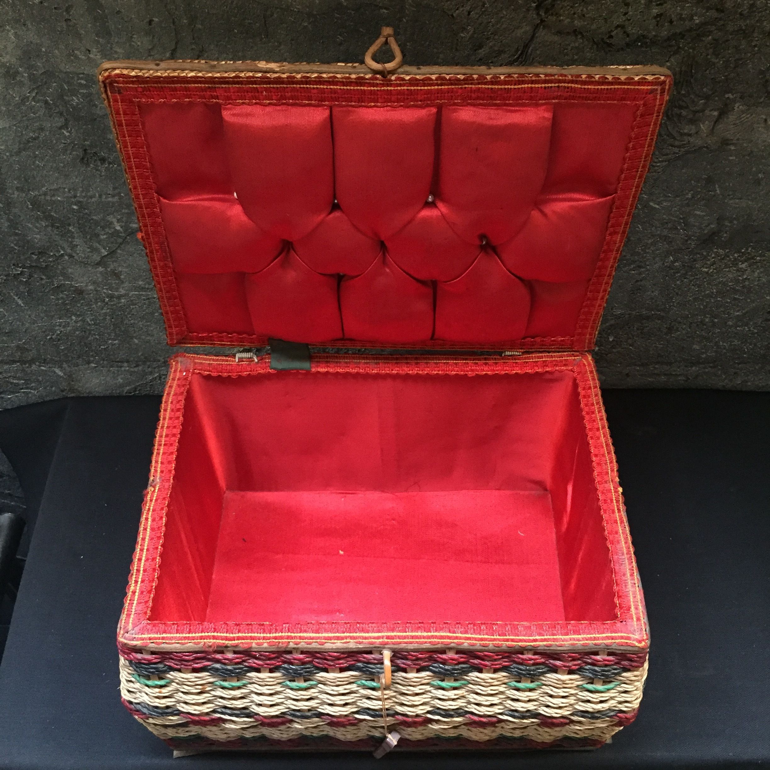 Japan Vintage ソーイングバスケット 裁縫箱 カゴバッグ ピクニック