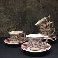 秦造六 純錫貨式茶托 五客 共箱 美しい造形の味わい深い逸品！7721 平安 秦蔵六 純錫園式茶托 5枚 共箱 骨董古美術