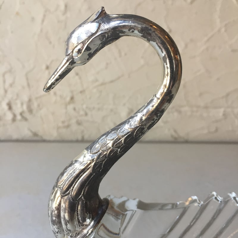 白鳥 スワン 小物入れ vintage クリスタル×メタルシルバー Lサイズ | Kica