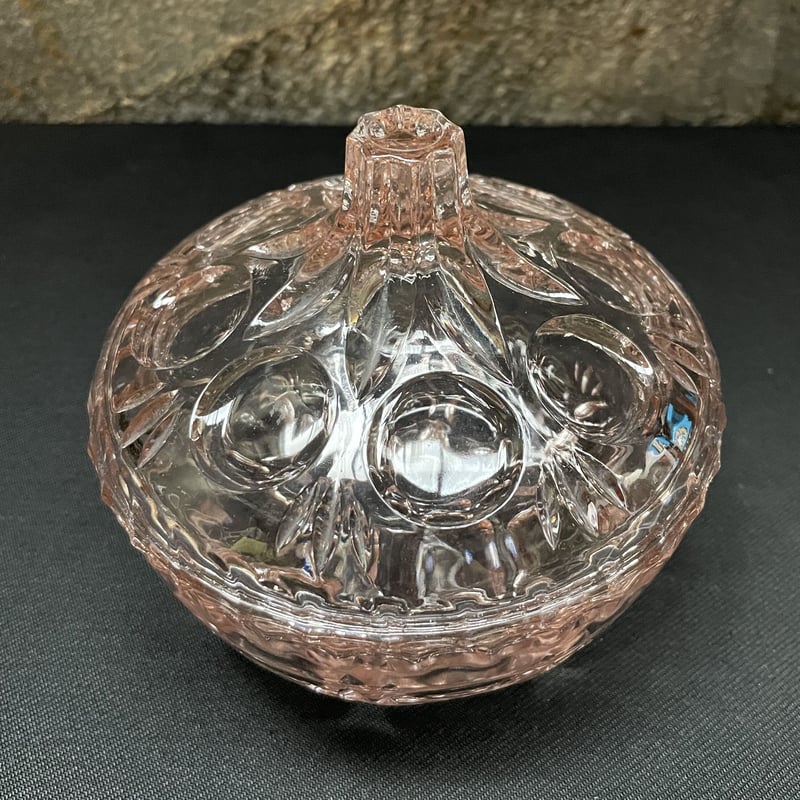 Japan Vintage ガラス キャンディ ジャー 小物入れ キャニスター 蓋付