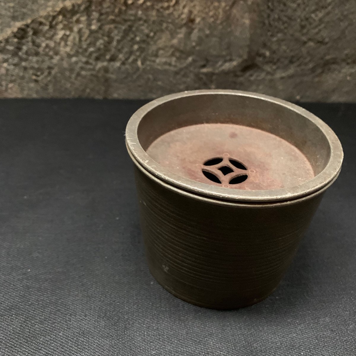 Japan Antique 古錫 間村自造 純錫 錫器 在印 盃洗 建水 こぼし 煎茶