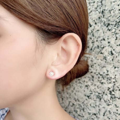 K10YG ホワイトムーンストーン / キュービックジルコニア ピアス 130508060344