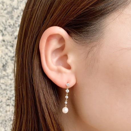 K10YG アコヤパール・キュービックピアス 130508070022