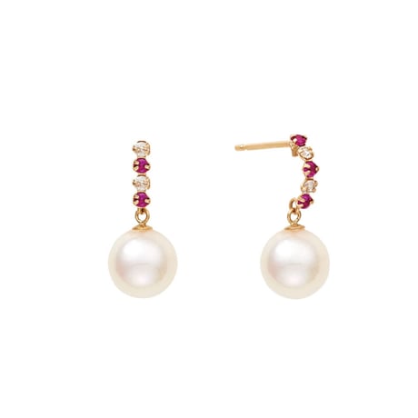 K10YG アコヤパール／ルビー／ダイヤモンド ピアス 130508070026