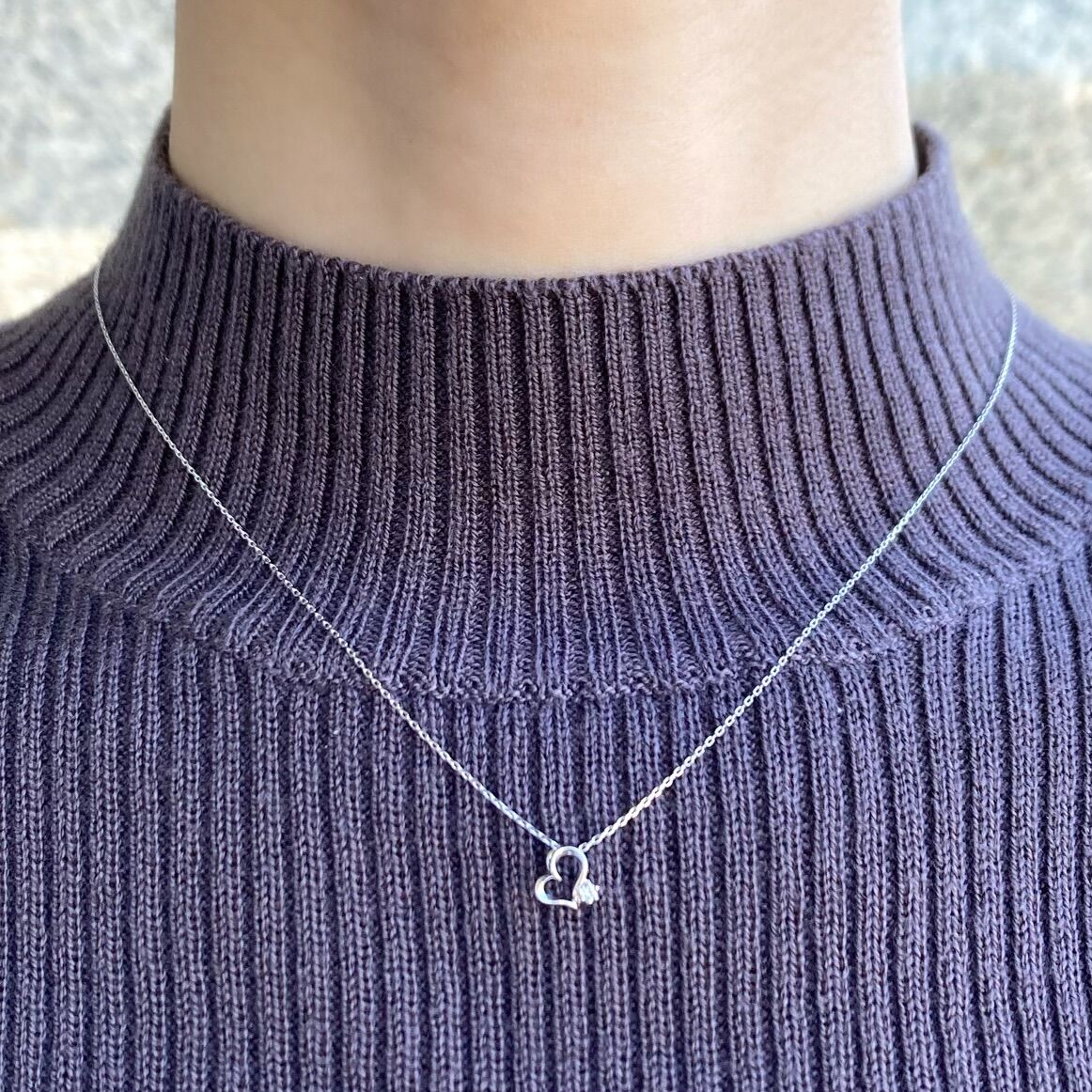 K10WG ネックレス ハート型と星のデザイン K10 ハートモチーフ