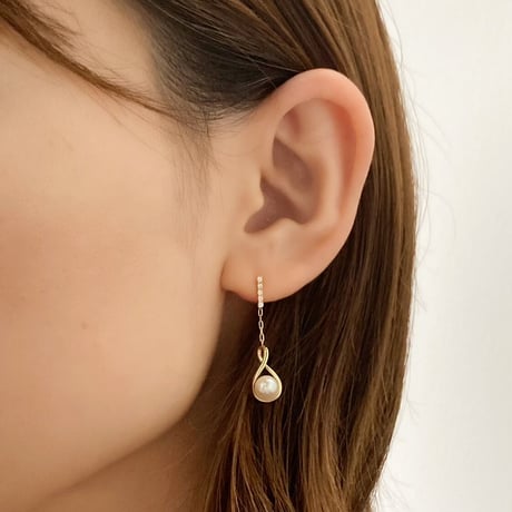 K10YG アコヤパール・ホワイトトパーズ ピアス 111708070022