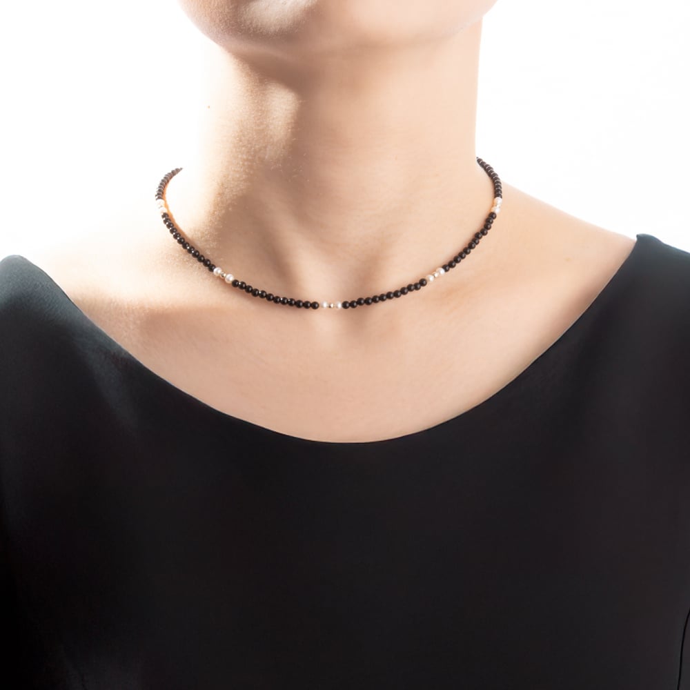 SV オニキス / 淡水パール ネックレス 105208070009 | VERITEOnli