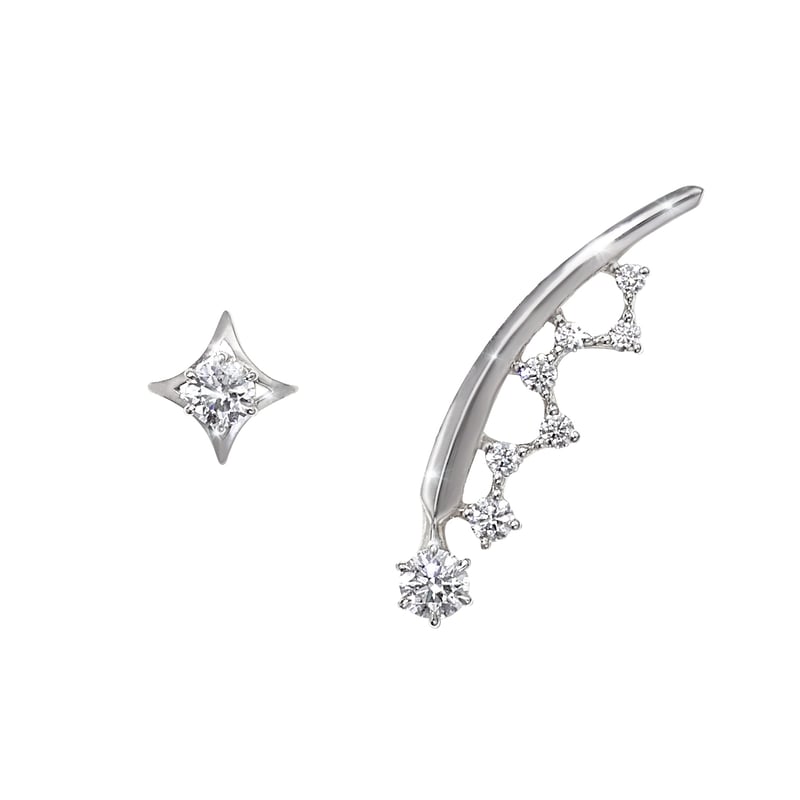 pt900 H&C(ハートアンドキューピットカット) 片耳ピアス ダイヤモンド ピアス0.6ct 0.3×0.3ct Pt900 ハートアンドキューピット