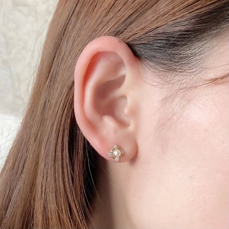 K10YGアコヤパール／ダイヤモンド ピアス 113808070044