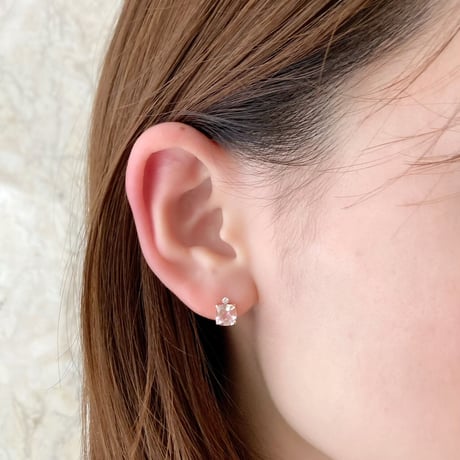 K18PGモルガナイト／ダイヤモンド ピアス 118208020068