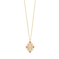 QIREINI K10YG ダイヤモンド ルビー ネックレス 101708010093