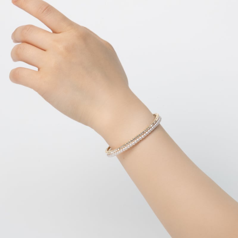 プラスチックパール ビジューブレスレット (ゴールドカラー プラスチックパール ビジューブレスレット (ゴールドカラー