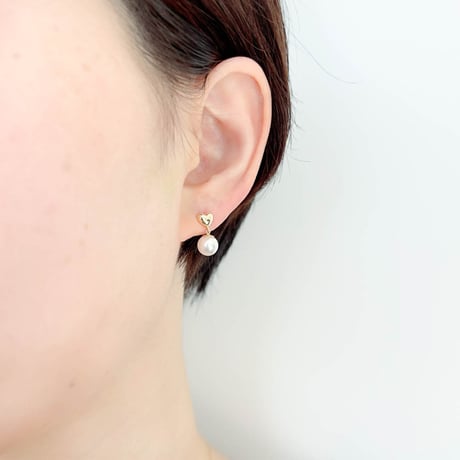 K10YG アコヤパール ピアス (ハート） 130508070086