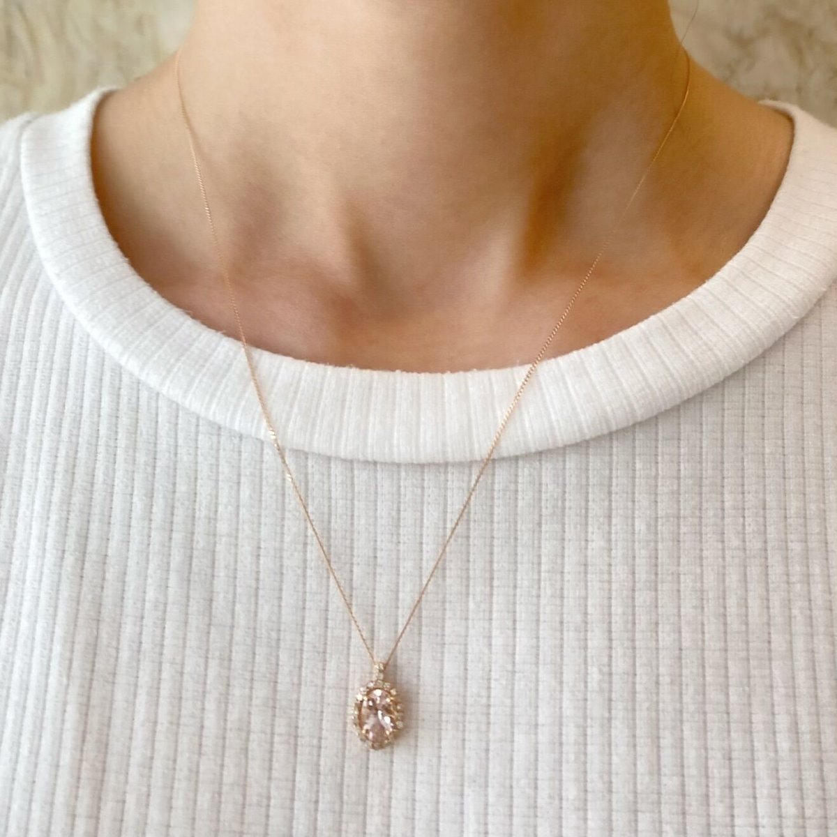 K18PGモルガナイト ／ダイヤモンドネックレス | VERITEOnline-Shop 