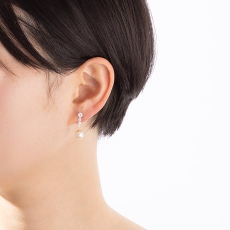 K10YG アコヤパール / キュービックジルコニア ピアス 130508070100