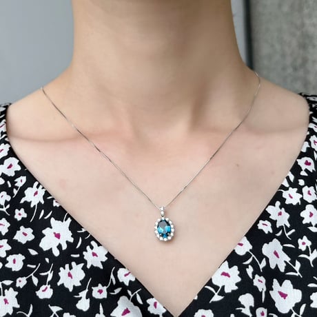 PT900/850 ロンドンブルートパーズ ダイヤモンド ネックレス 134508140252